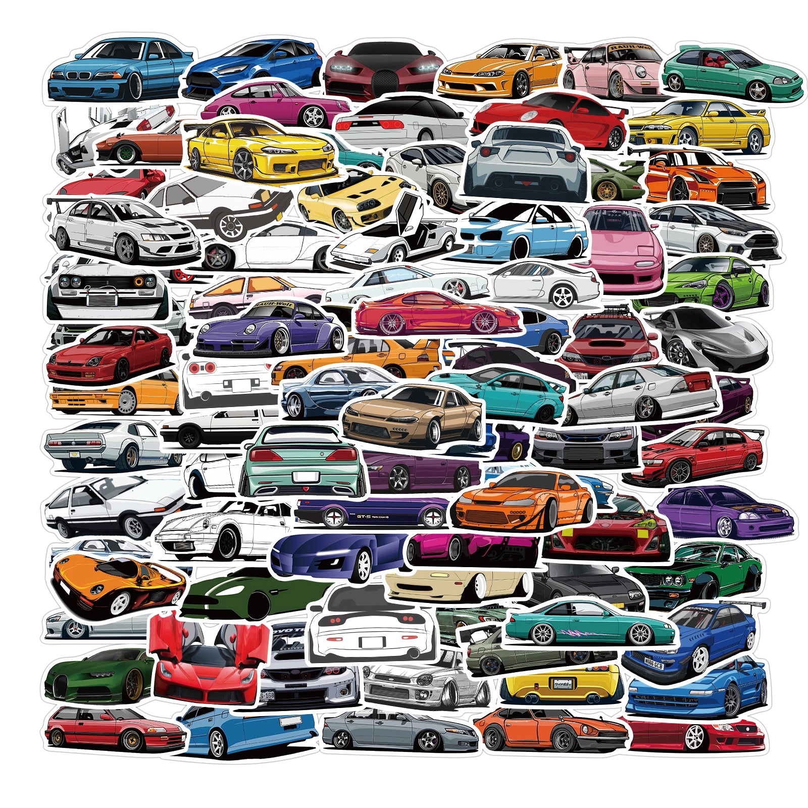 100pcs Cartoon Race Car Waterproof Stickers