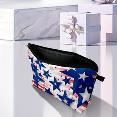American Flag & Star Makeup Pouch Zipper Cosmetic Bag
