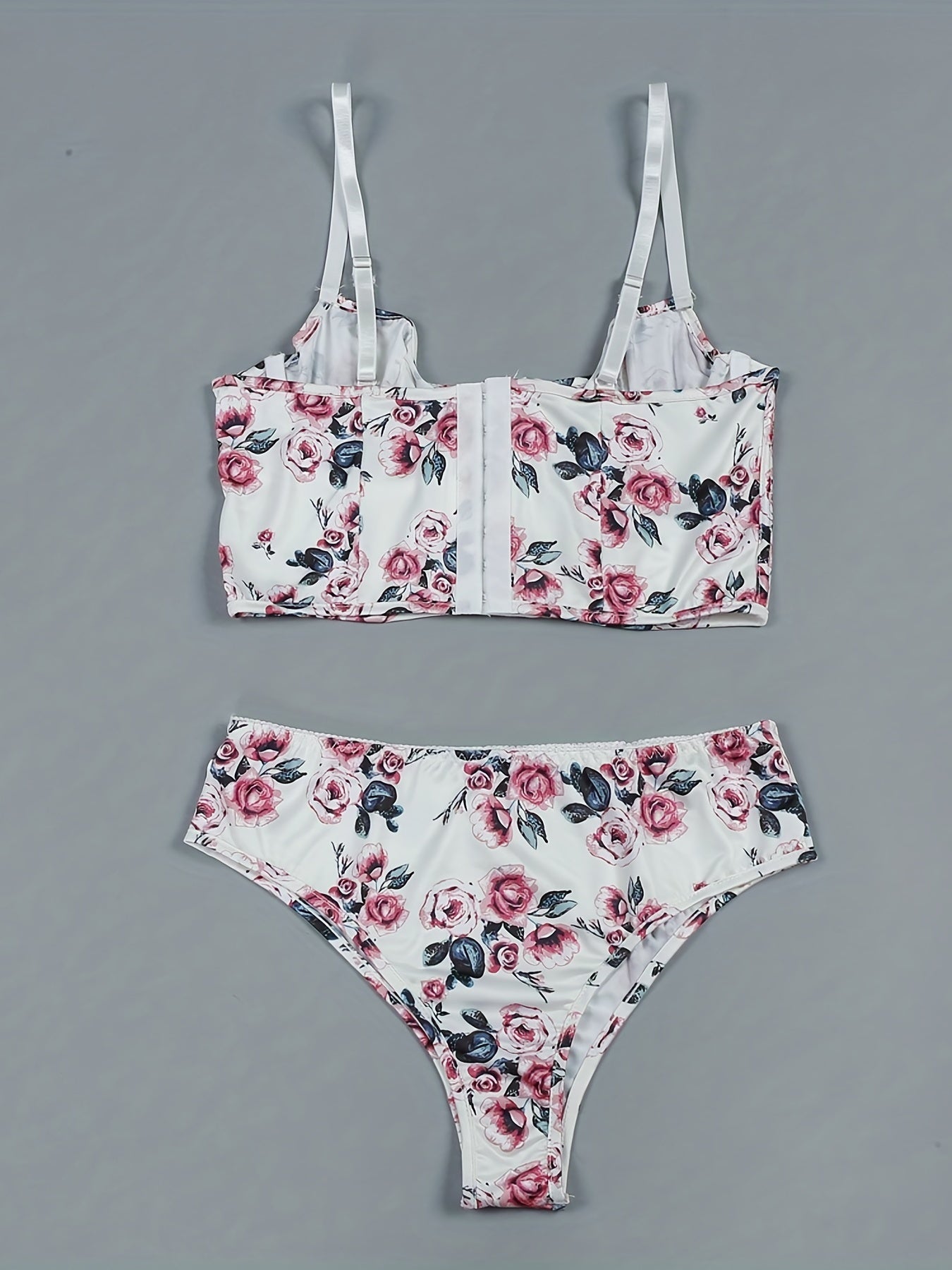 Floral Lace Lingerie Set Push Up Bra & Thong Panties