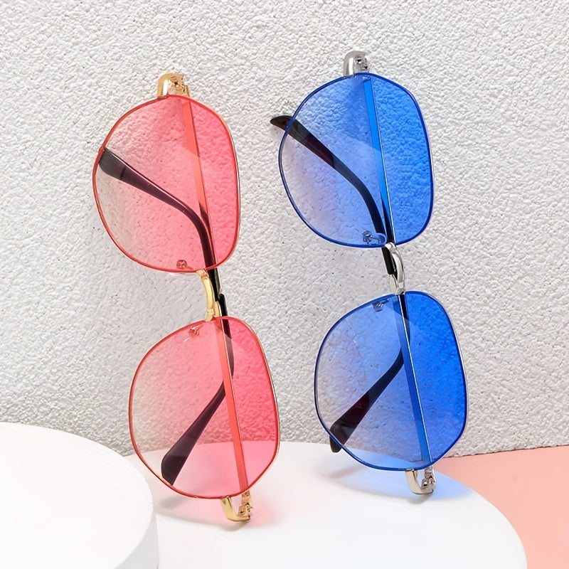 Oval Metal Frame Sunglasses UV400 Gradient Lens Beach Driving