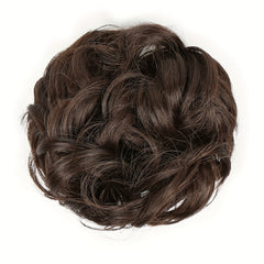 Curly Wavy Hair Bun Extension in Flaxen Brown & Chocolate Chestnu