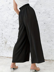 Ruffle Trim Wide Leg Pants Casual Loose Pants For Spring & Summer