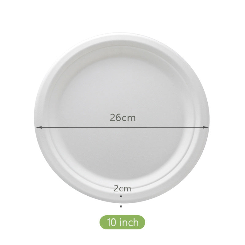 50pcs Sugarcane Round Plates for Family Dinners and Parties