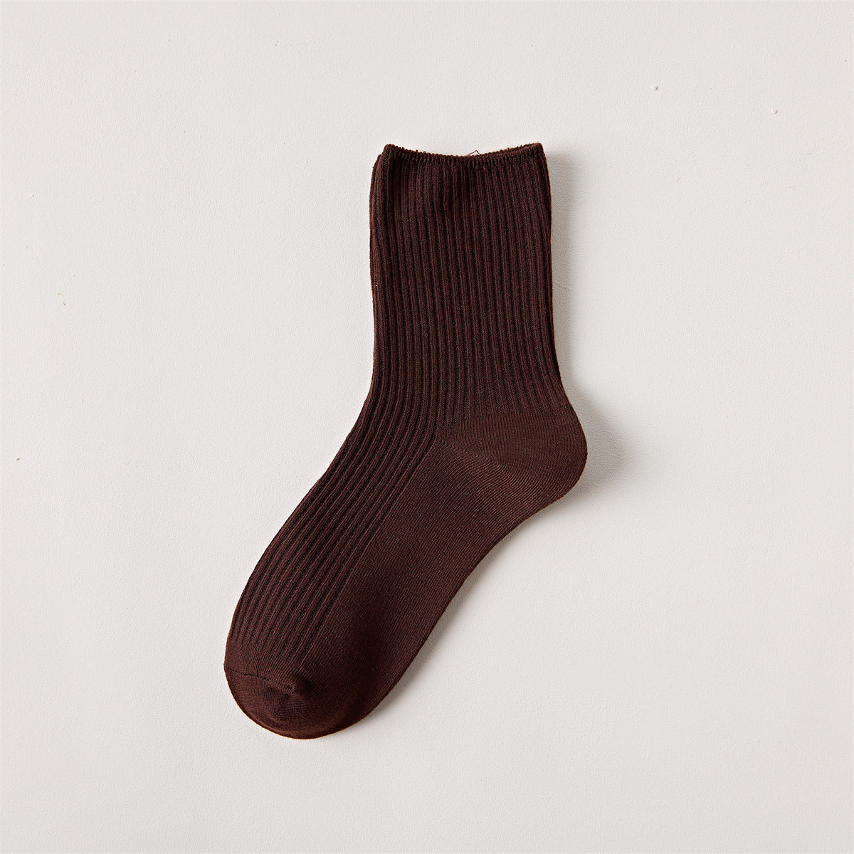 Women's Solid Ribbed Crew Socks Soft & Comfy Mid Tube Stockings