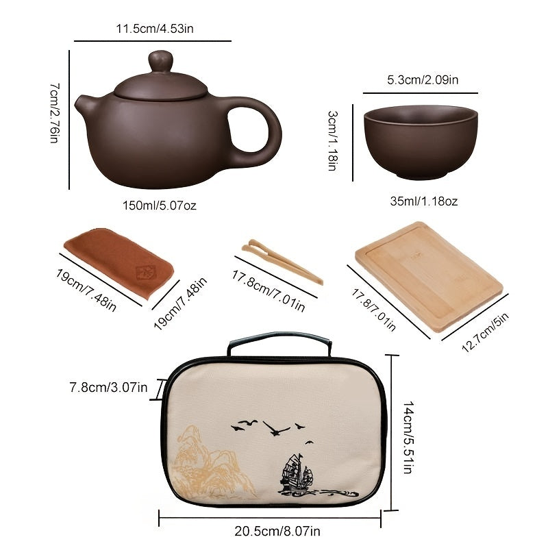 Portable Tea Set: Teapot & 4 Cups for Camping & Travel