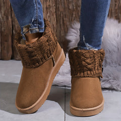 Women's Winter Snow Boots Button Knitting Band Ankle Boots