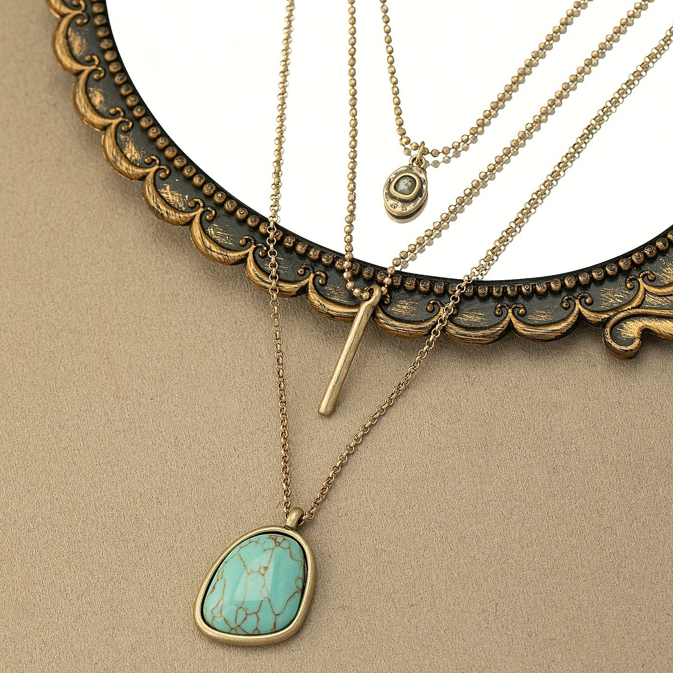 Vintage Boho Turquoise Multilayer Necklace For Women Girls Gift