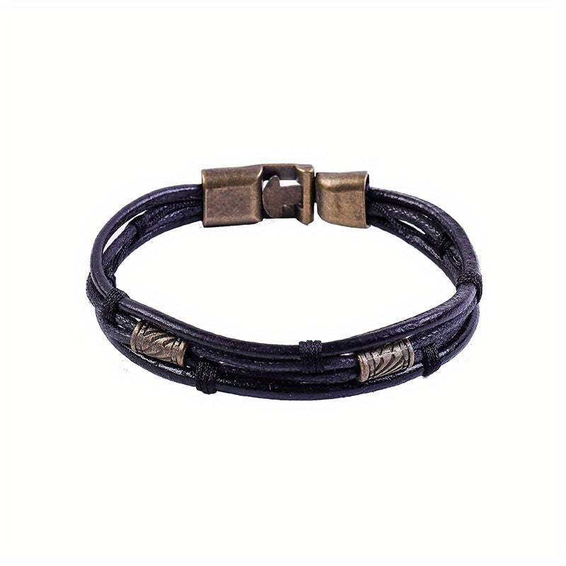 Braided Leather Rope Bracelet Men's Bangle Wax Thread Pair Buckle