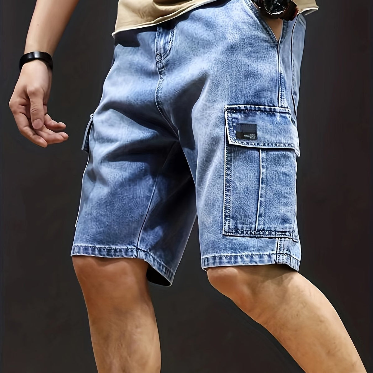 Distressed Denim Shorts Men's Casual Stretch Pocket Street Style