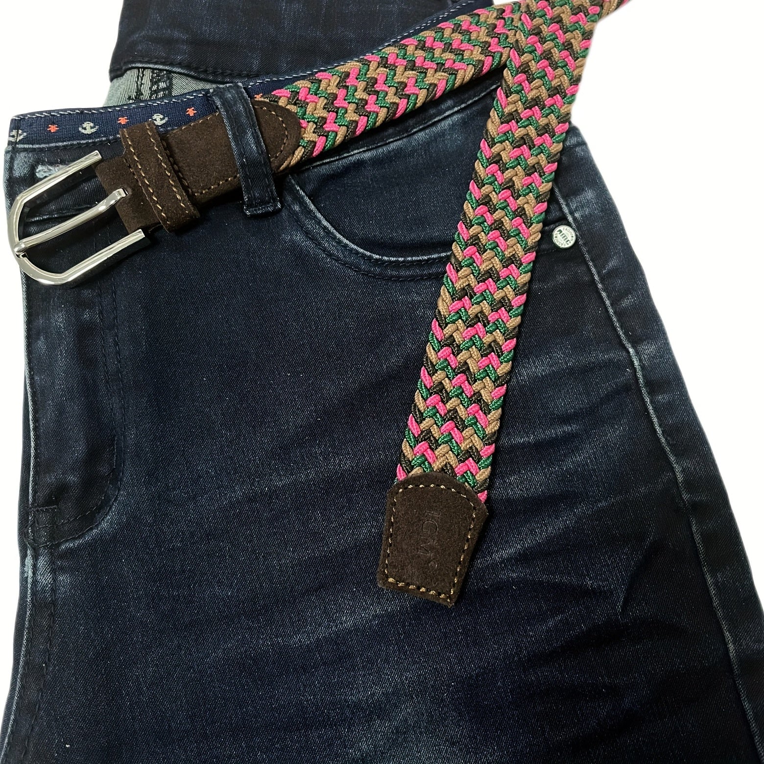 Elastic Braided Belt Pin Buckle Stretch Belt Canvas Waistband Girls