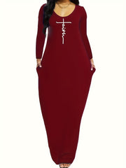  Casual Dress Women's Plus Letter Print Maxi Dress