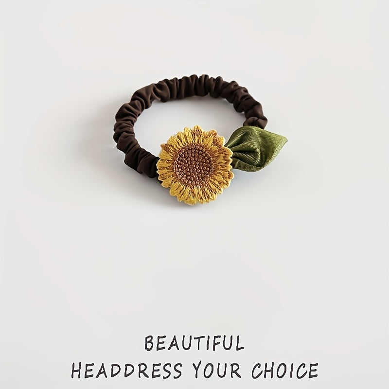 Sunflowers Decor Hair Tie Hair Bands Ponytail Holders Girls Hair Accessories