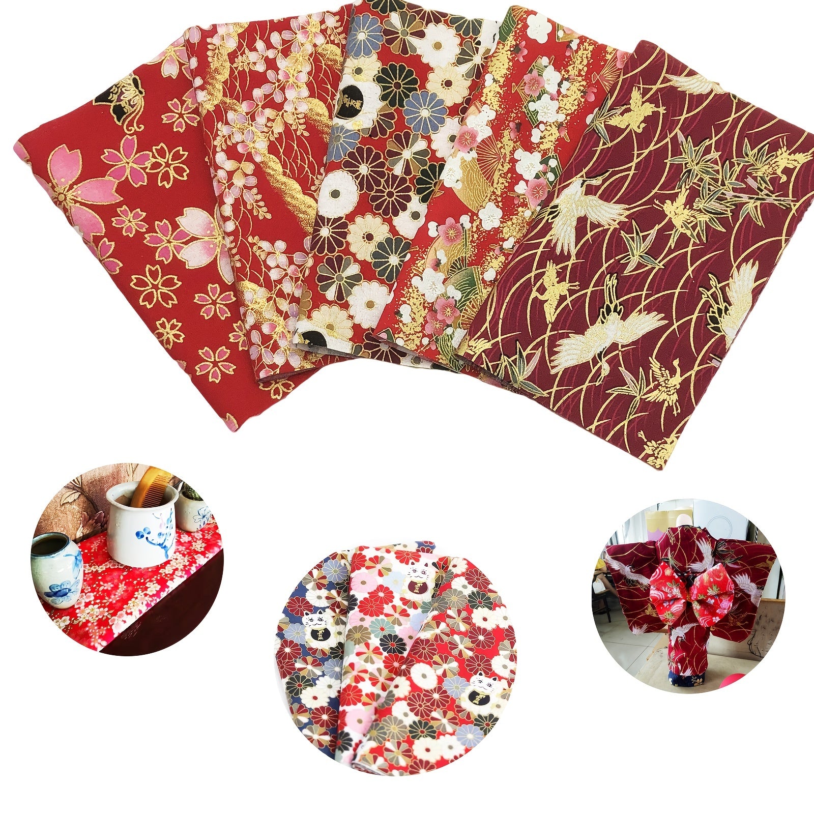 5pcs 19 24 DIY Red Printed Cotton Fabric Sewing Crafts Clothing Sewing Cloth DIY