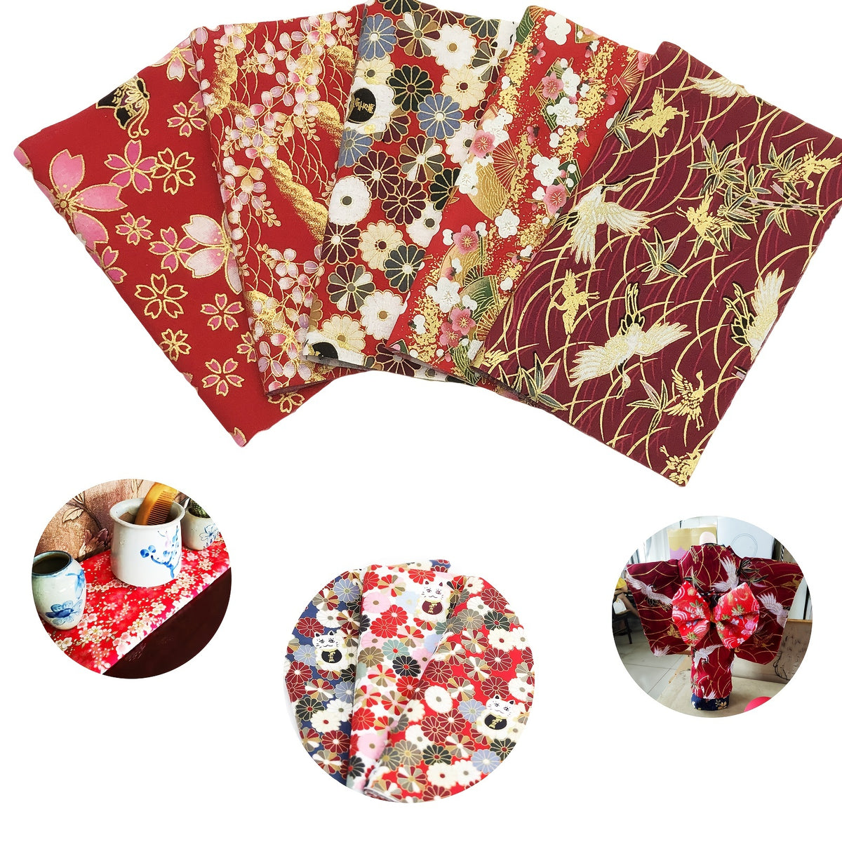 5pcs 19 24 DIY Red Printed Cotton Fabric Sewing Crafts Clothing Sewing Cloth DIY