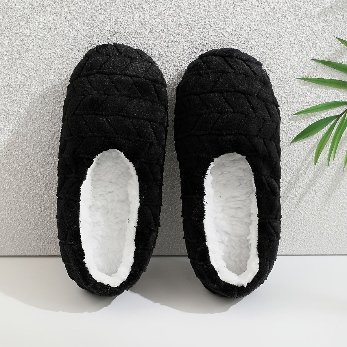 Plush Cozy House Slippers Anti-Skid Slip-On Shoes for Men