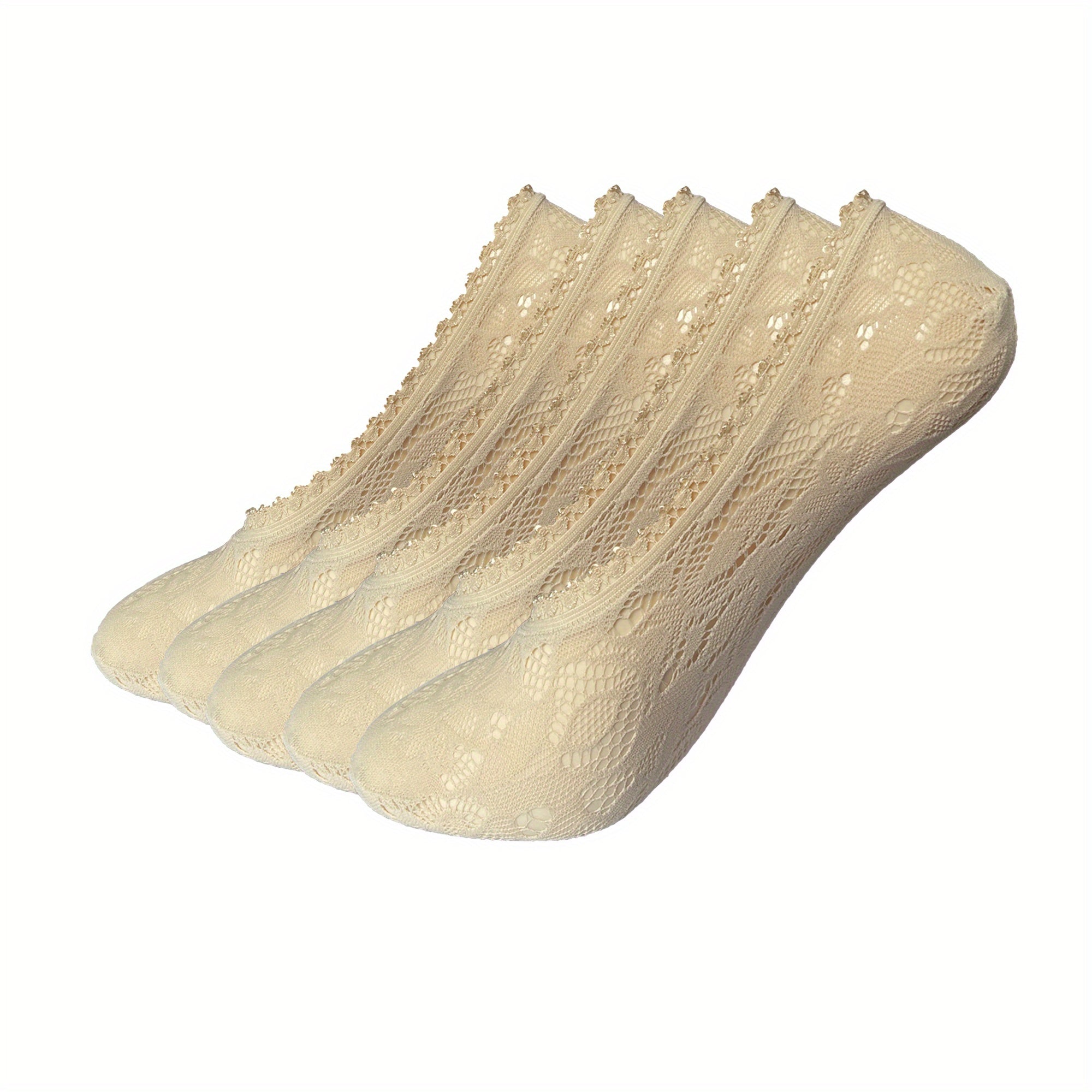 5 Pairs Floral Lace Ankle Socks Lightweight Low Cut Women's Stockings
