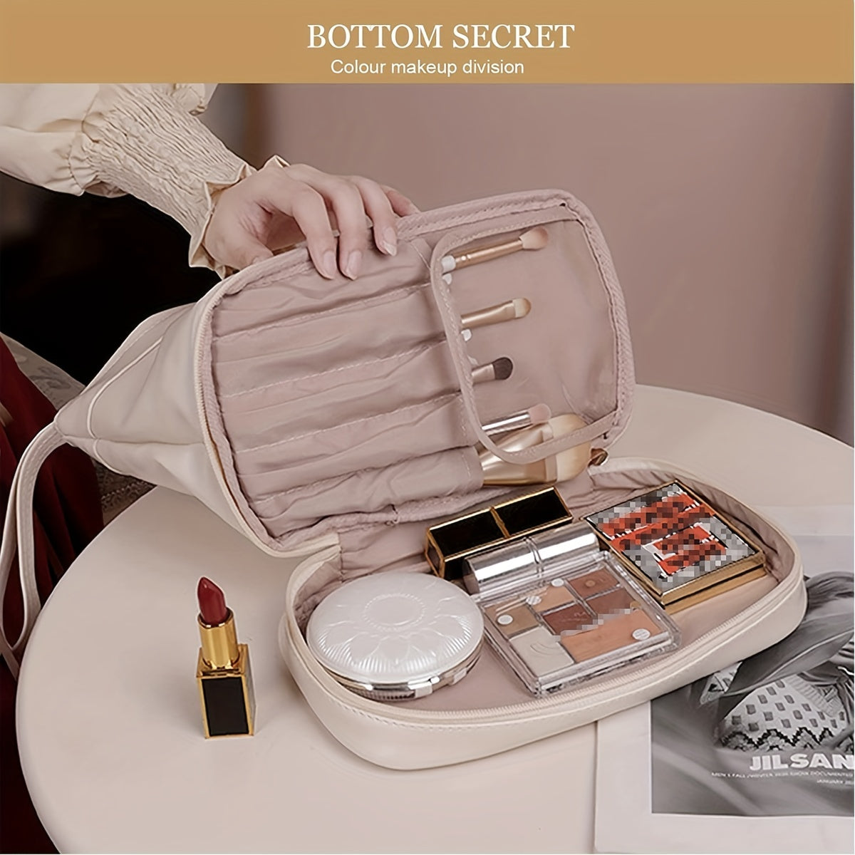 Double Layer Cosmetics Storage Bag Waterproof Makeup Pouch