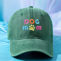 Unisex Sunshade Bucket Hat w/ DOG MOM Embroidery, Double Sided Sun Hat