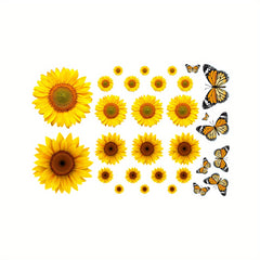 Yellow Sunflower Room Decoration Wall Sticker Butterfly Sofa Background
