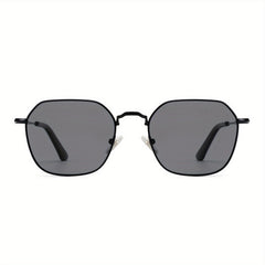 OUWEN Polarized Polygon Sunshade Mirror Unisex Full Frame Aviator Glasses Gray