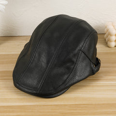 Newsboy Hat Women Autumn Winter Cowhide Solid Unisex Man Hat