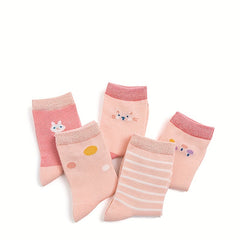 5 Pairs Kids Cartoon Knee High Socks, 1-12 Years Old
