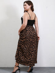 Plus Solid Cami Top & Leopard Maxi A Line Skirt Set