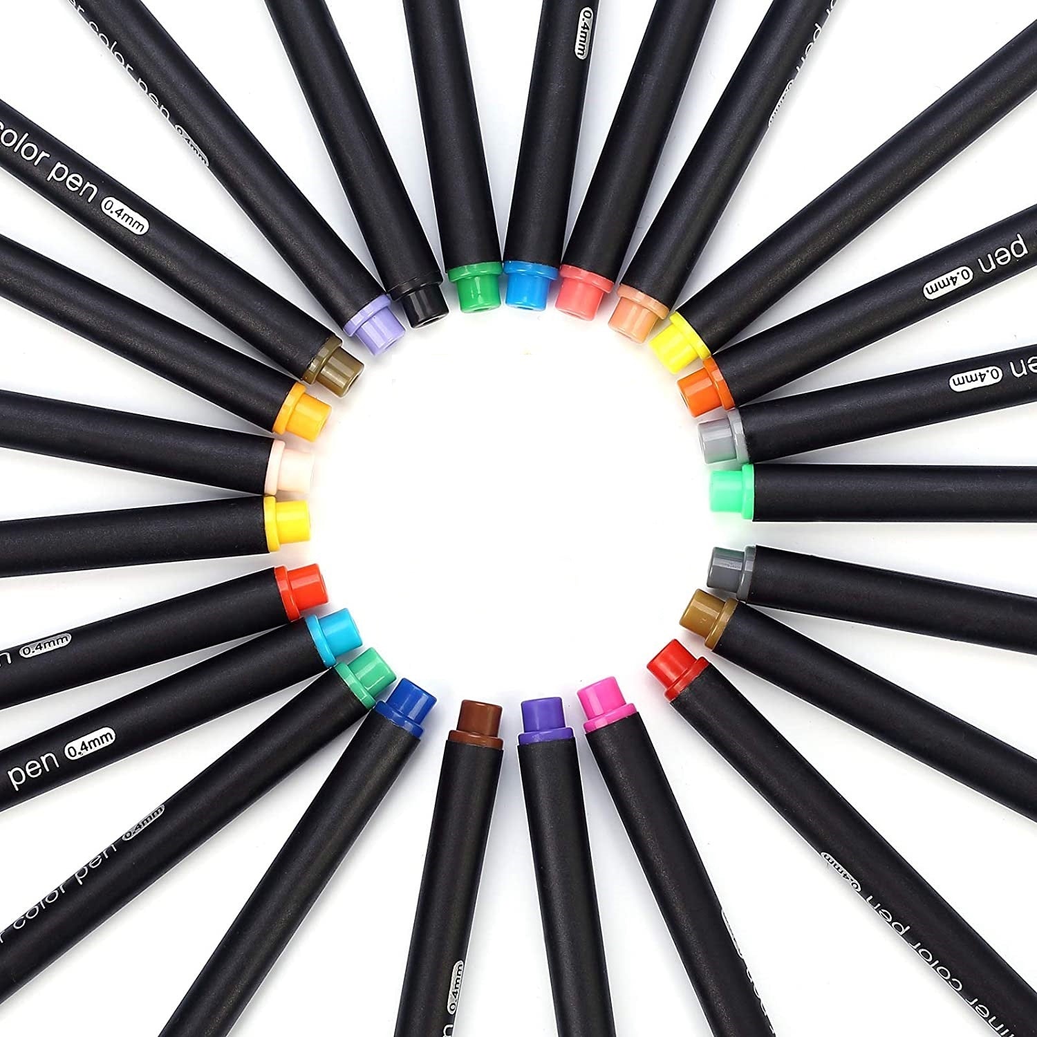 24pcs Colorful Fine Point Pens Set for Journaling Writing Drawing - 0.4mm Tip