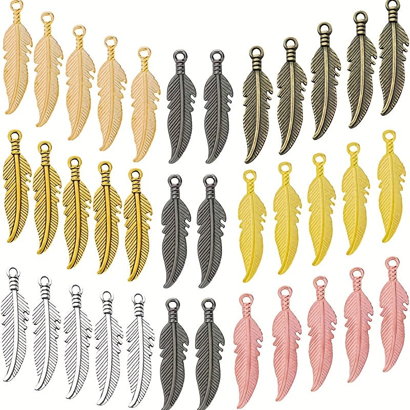 30pcs Alloy Feather Charms Pendants for DIY Jewelry Making Bracelet Necklace