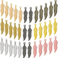 30pcs Alloy Feather Charms Pendants for DIY Jewelry Making Bracelet Necklace