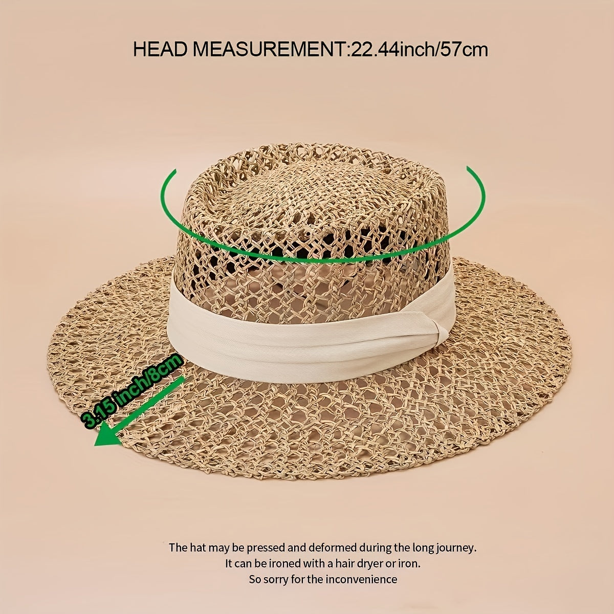 Flat Top Summer Sun Hat Hollow Straw Hat British Jazz Fedora Cap