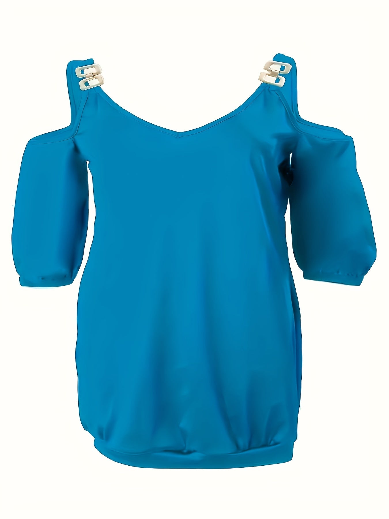  Cold Shoulder V Neck Stretch Mini Dress