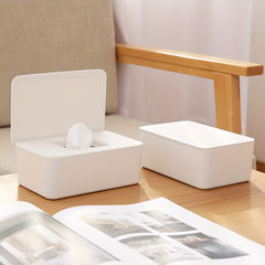 Desktop Wet Tissue Box Household Plastic Dust proof With Lid, Home Office Decor
