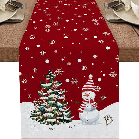 Red Merry Christmas Table Runner Holiday Decoration