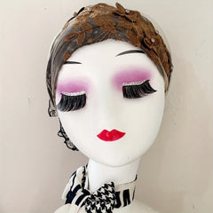 Lace Flower Embroidery Turban Cap Mesh Breathable Ruffle Head Wrap Elastic Hijab
