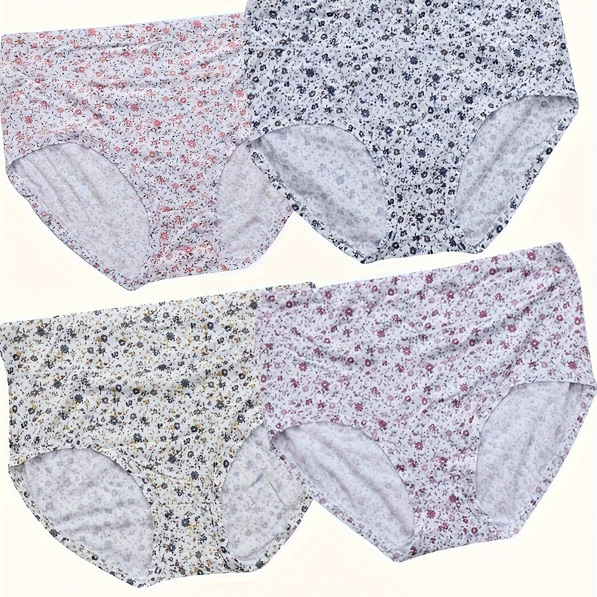 4 Pack Women's Plus Size Panties Set High Rise Soft Full Briefs