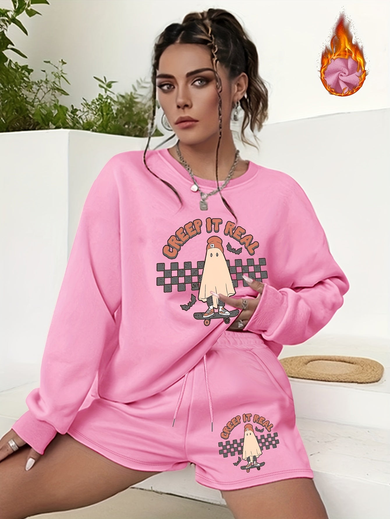  Halloween Casual Outfits Two Piece Set Women's Plus