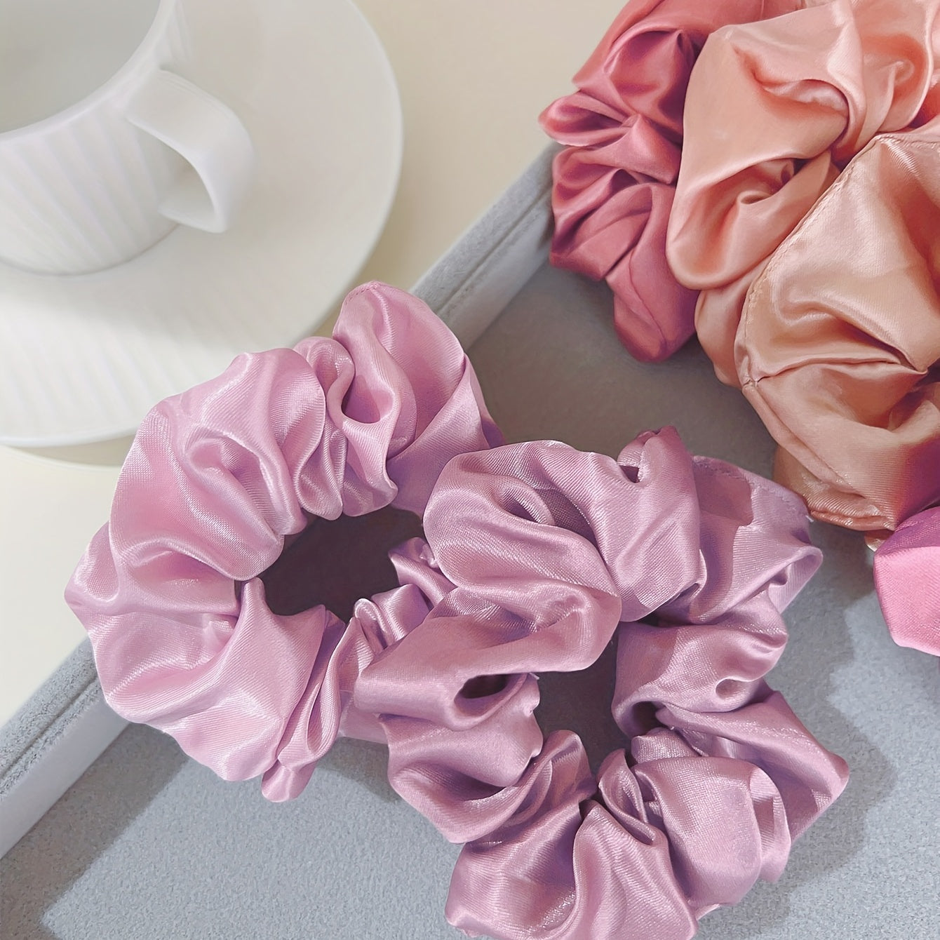 12pcs Colorful Satin Scrunchies Hair Rope Y2K Elastic Ponytail Holder