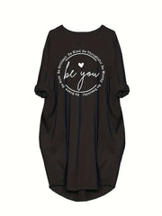  Slogan Print Loose Fit Baggy Dress
