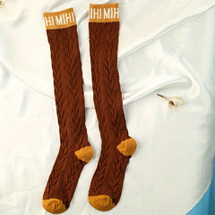 1 2 3 Pairs Letter Print Socks Comfy Colorblock Crew Socks Women's Stockings