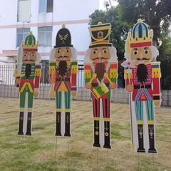 4PCS Christmas Nutcracker Yard Sign Outdoor Decoration