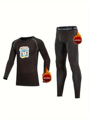 Kids Compression Fleece Set Bear Pattern Pullover