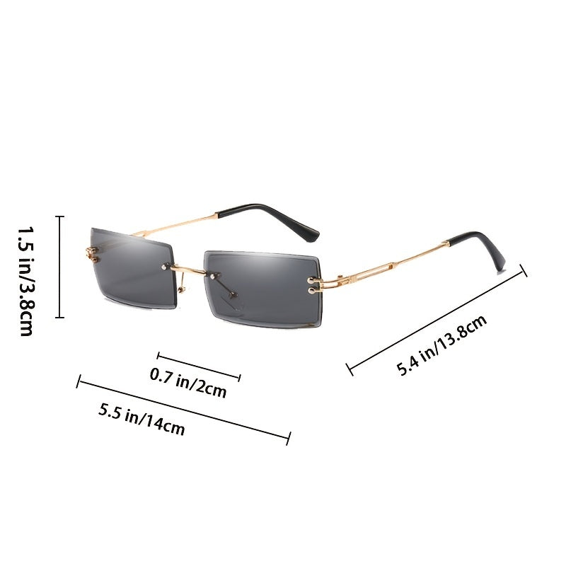 Rimless Square Sunglasses UV Protection Vintage Sun Glasses