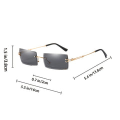 Rimless Square Sunglasses UV Protection Vintage Sun Glasses