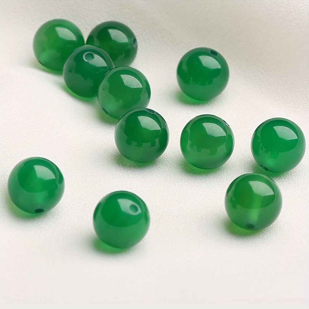 Green Agate Round Loose Beads for DIY Bracelet Bangle Necklace