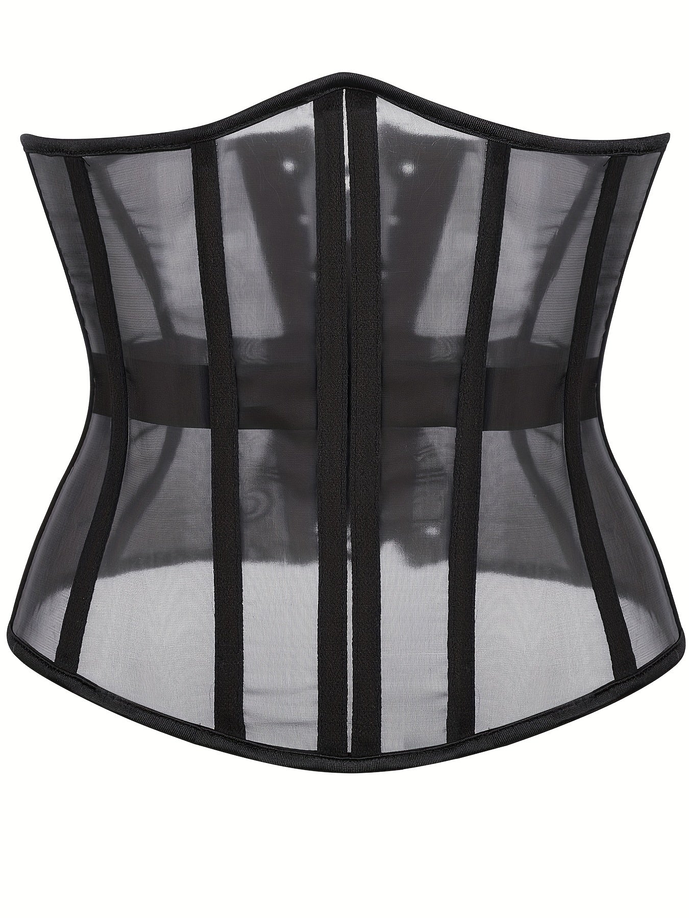 Mesh Strapless Corset Tummy Control Lace Up Body Shaper