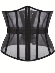 Mesh Strapless Corset Tummy Control Lace Up Body Shaper