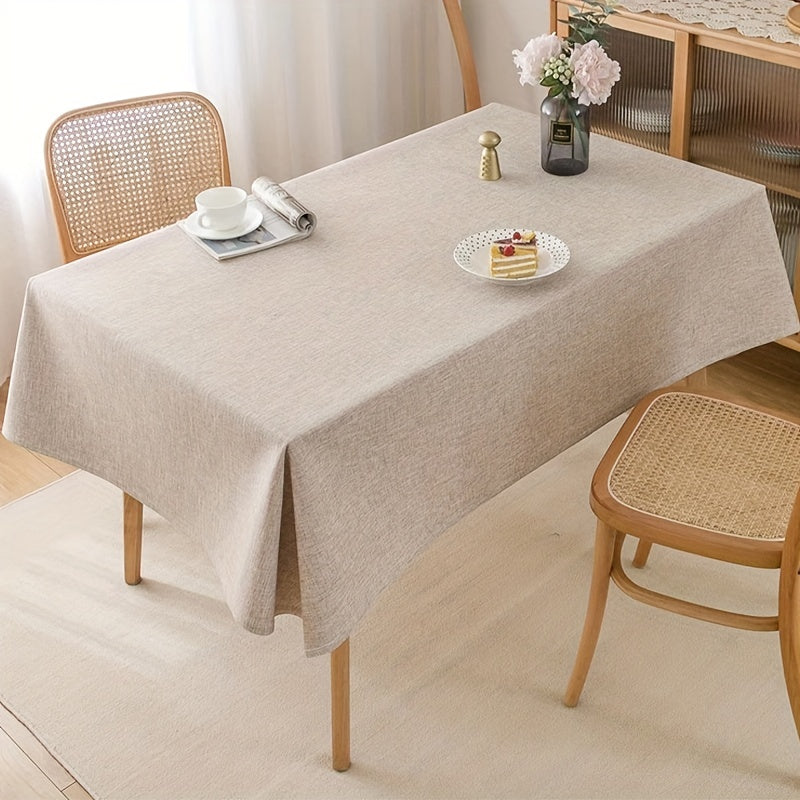 Waterproof Beige Rectangle Tablecloth for Party Home Decor