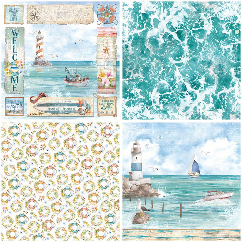 Summer Breeze Themed Paper Sheets for DIY Projects - Set of 12