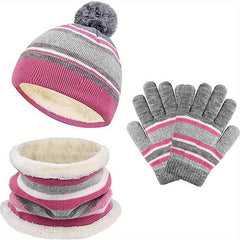 Kids Winter Beanie Hat Scarf Gloves Set
